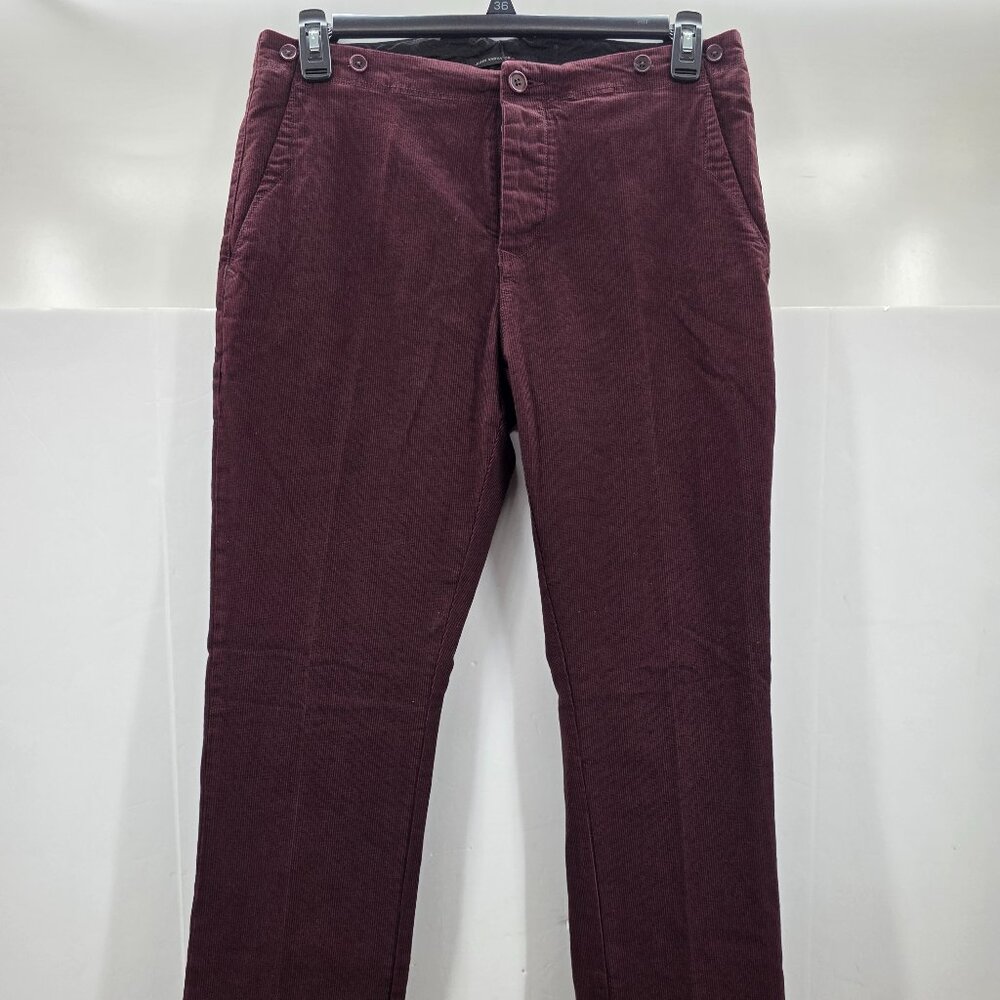 JOHN VARVATOS | Weathered Red Striped Suspender Waist Pants Size 32 x34